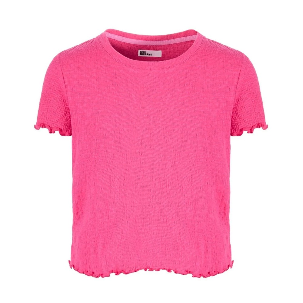 Epic Threads Top Girls Medium Textured T Shirt Macy's Pink Round Neck Cute